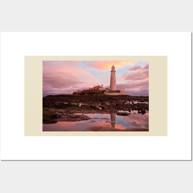 St Mary's Island in pink and blue Wall Art by Violaman